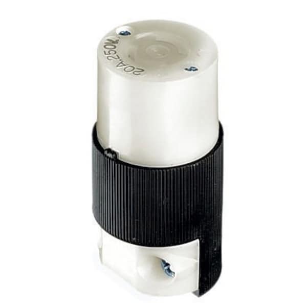 Bryant Locking Connector, L2-20R, 20 A, 250V AC, Single Phase, 2 Pole, Screw Terminals, Black, White 7101 - main